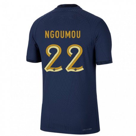 Kandiny Miesten Ranskan Nathan Ngoumou #22 Laivastonsininen Kotipaita 22-24 Lyhythihainen Paita T-paita