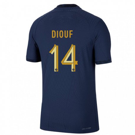 Kandiny Miesten Ranskan Andy Diouf #14 Laivastonsininen Kotipaita 22-24 Lyhythihainen Paita T-paita