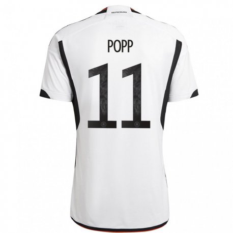 Kandiny Miesten Saksan Alexandra Popp #11 Valkoinen Musta Kotipaita 22-24 Lyhythihainen Paita T-paita