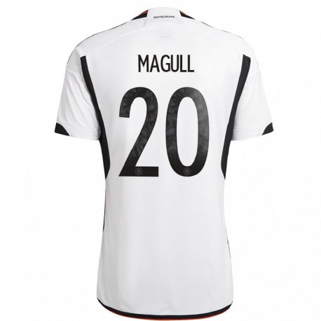 Kandiny Miesten Saksan Lina Magull #20 Valkoinen Musta Kotipaita 22-24 Lyhythihainen Paita T-paita
