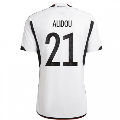 Kandiny Miesten Saksan Faride Alidou #21 Valkoinen Musta Kotipaita 22-24 Lyhythihainen Paita T-paita