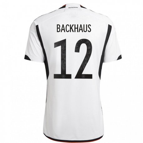 Kandiny Miesten Saksan Mio Backhaus #12 Valkoinen Musta Kotipaita 22-24 Lyhythihainen Paita T-paita