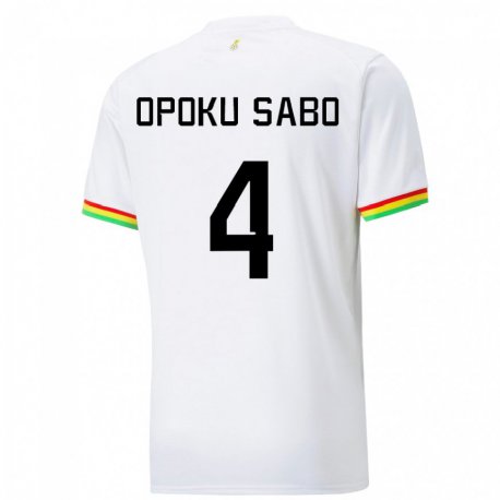 Kandiny Miesten Ghanan Alex Opoku Sabo #4 Valkoinen Kotipaita 22-24 Lyhythihainen Paita T-paita