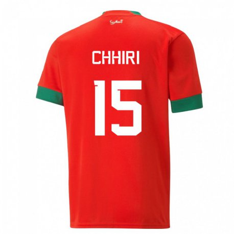 Kandiny Miesten Marokon Ghizlane Chhiri #15 Punainen Kotipaita 22-24 Lyhythihainen Paita T-paita