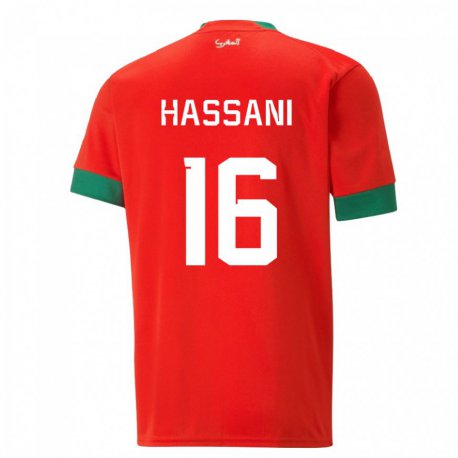 Kandiny Miesten Marokon Samya Hassani #16 Punainen Kotipaita 22-24 Lyhythihainen Paita T-paita