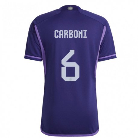 Kandiny Miesten Argentiinan Franco Carboni #6 Violetti Vieraspaita 22-24 Lyhythihainen Paita T-paita