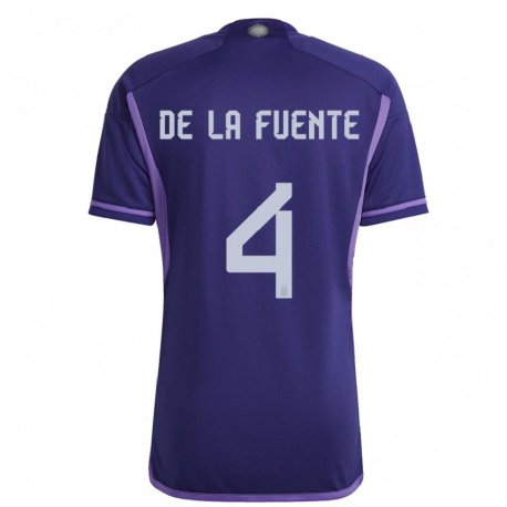 Kandiny Miesten Argentiinan Hernan De La Fuente #4 Violetti Vieraspaita 22-24 Lyhythihainen Paita T-paita