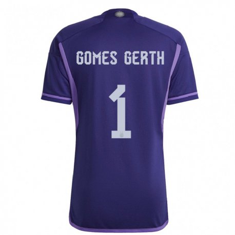 Kandiny Miesten Argentiinan Federico Gomes Gerth #1 Violetti Vieraspaita 22-24 Lyhythihainen Paita T-paita