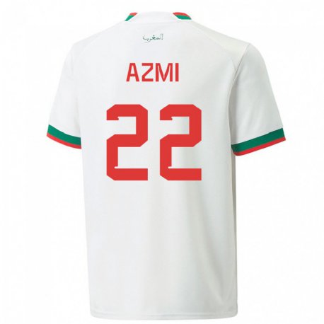 Kandiny Miesten Marokon Ahmed Azmi #22 Valkoinen Vieraspaita 22-24 Lyhythihainen Paita T-paita