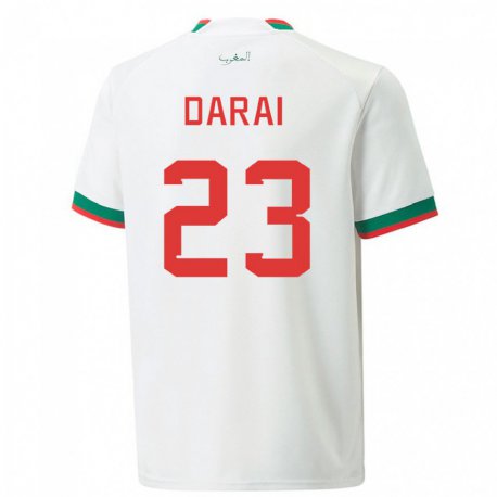 Kandiny Miesten Marokon Hamza Darai #23 Valkoinen Vieraspaita 22-24 Lyhythihainen Paita T-paita