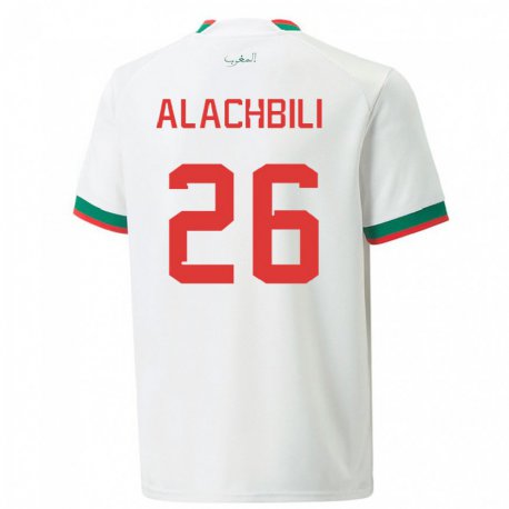Kandiny Miesten Marokon Taha Alachbili #26 Valkoinen Vieraspaita 22-24 Lyhythihainen Paita T-paita
