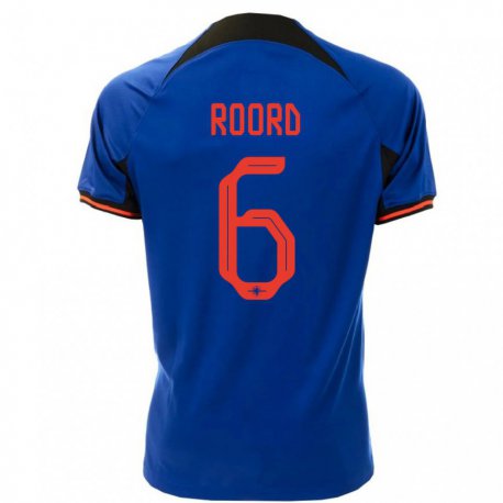Kandiny Miesten Alankomaiden Jill Roord #6 Kuninkaallisen Sininen Vieraspaita 22-24 Lyhythihainen Paita T-paita