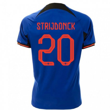 Kandiny Miesten Alankomaiden Bayren Strijdonck #20 Kuninkaallisen Sininen Vieraspaita 22-24 Lyhythihainen Paita T-paita