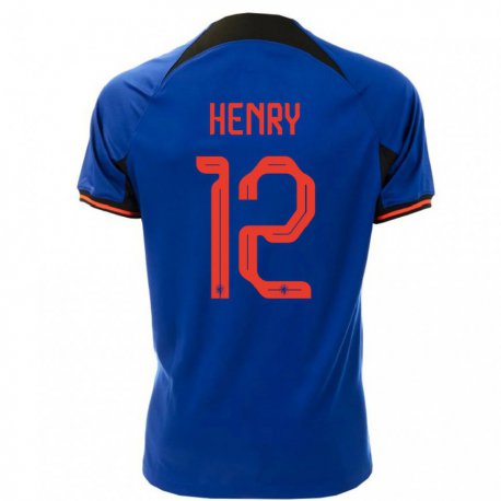 Kandiny Miesten Alankomaiden Alvaro Henry #12 Kuninkaallisen Sininen Vieraspaita 22-24 Lyhythihainen Paita T-paita