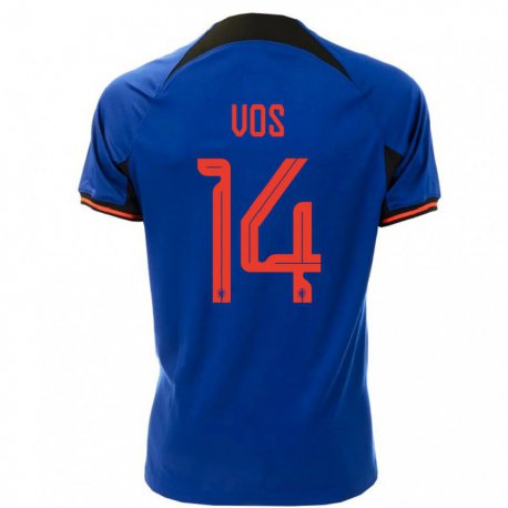 Kandiny Miesten Alankomaiden Silvano Vos #14 Kuninkaallisen Sininen Vieraspaita 22-24 Lyhythihainen Paita T-paita