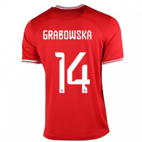 Kandiny Miesten Puolan Dominika Grabowska #14 Punainen Vieraspaita 22-24 Lyhythihainen Paita T-paita