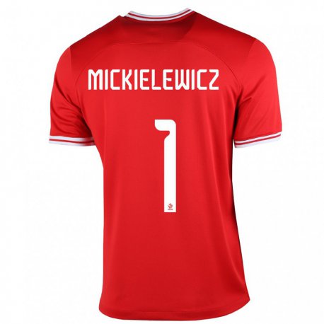 Kandiny Miesten Puolan Aleksander Mickielewicz #1 Punainen Vieraspaita 22-24 Lyhythihainen Paita T-paita