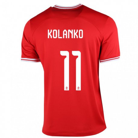 Kandiny Miesten Puolan Krzysztof Kolanko #11 Punainen Vieraspaita 22-24 Lyhythihainen Paita T-paita