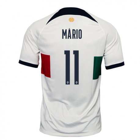 Kandiny Miesten Portugalin Joao Mario #11 Valkoinen Vieraspaita 22-24 Lyhythihainen Paita T-paita