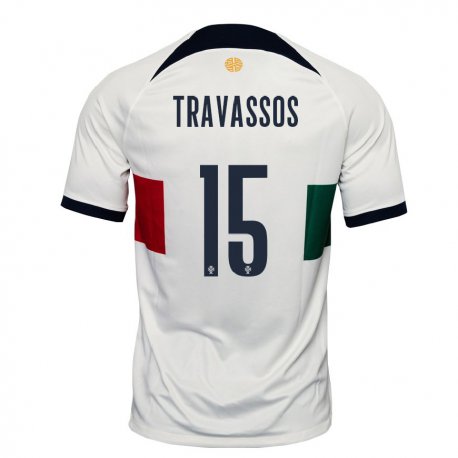 Kandiny Miesten Portugalin Diogo Travassos #15 Valkoinen Vieraspaita 22-24 Lyhythihainen Paita T-paita
