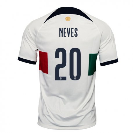 Kandiny Miesten Portugalin Joao Neves #20 Valkoinen Vieraspaita 22-24 Lyhythihainen Paita T-paita