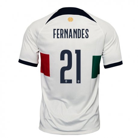 Kandiny Miesten Portugalin Mateus Fernandes #21 Valkoinen Vieraspaita 22-24 Lyhythihainen Paita T-paita