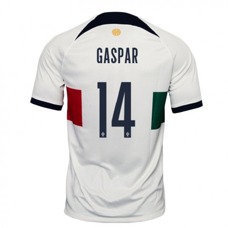 Kandiny Miesten Portugalin Guilherme Gaspar #14 Valkoinen Vieraspaita 22-24 Lyhythihainen Paita T-paita
