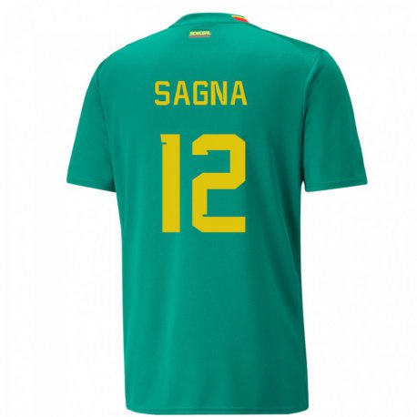 Kandiny Miesten Senegalin Safietou Sagna #12 Vihreä Vieraspaita 22-24 Lyhythihainen Paita T-paita