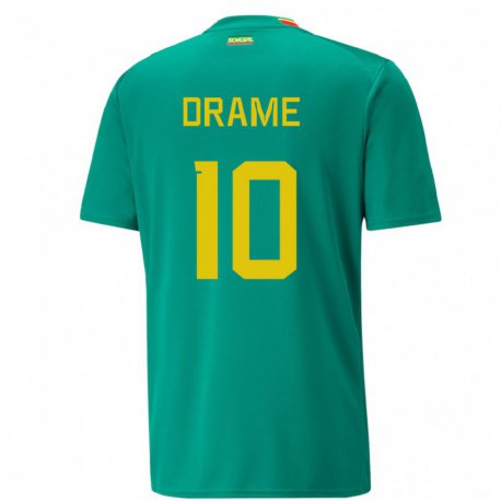 Kandiny Miesten Senegalin Ibrahima Drame #10 Vihreä Vieraspaita 22-24 Lyhythihainen Paita T-paita