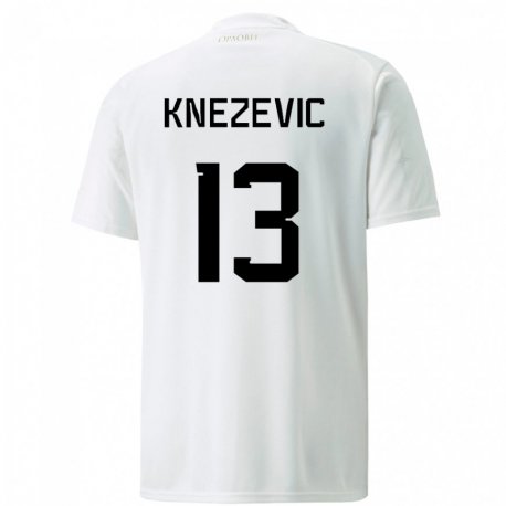 Kandiny Miesten Serbian Milana Knezevic #13 Valkoinen Vieraspaita 22-24 Lyhythihainen Paita T-paita
