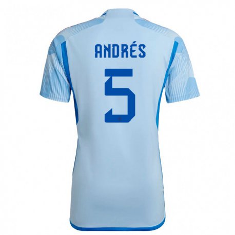 Kandiny Miesten Espanjan Ivana Andres #5 Sky Sininen Vieraspaita 22-24 Lyhythihainen Paita T-paita