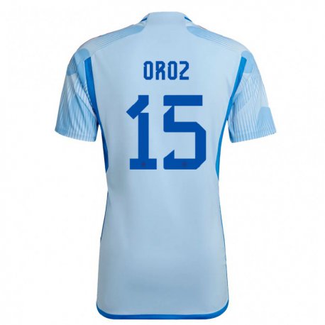 Kandiny Miesten Espanjan Maite Oroz #15 Sky Sininen Vieraspaita 22-24 Lyhythihainen Paita T-paita