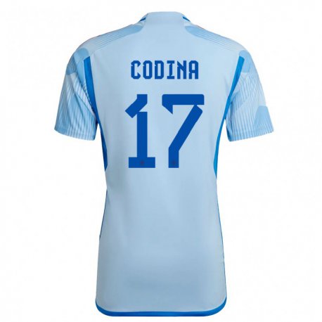 Kandiny Miesten Espanjan Laia Codina #17 Sky Sininen Vieraspaita 22-24 Lyhythihainen Paita T-paita