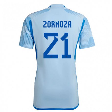 Kandiny Miesten Espanjan Claudia Zornoza #21 Sky Sininen Vieraspaita 22-24 Lyhythihainen Paita T-paita