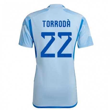 Kandiny Miesten Espanjan Anna Torroda #22 Sky Sininen Vieraspaita 22-24 Lyhythihainen Paita T-paita