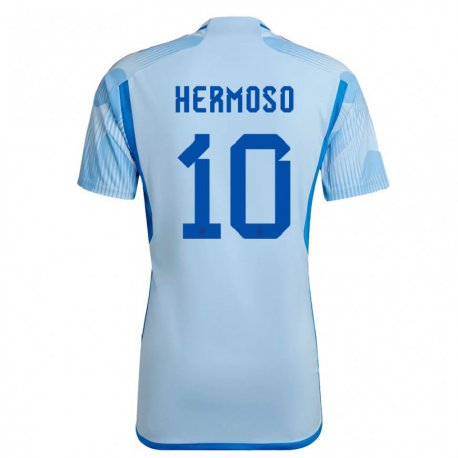 Kandiny Miesten Espanjan Jennifer Hermoso #10 Sky Sininen Vieraspaita 22-24 Lyhythihainen Paita T-paita