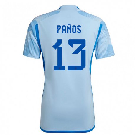 Kandiny Miesten Espanjan Sandra Panos #13 Sky Sininen Vieraspaita 22-24 Lyhythihainen Paita T-paita