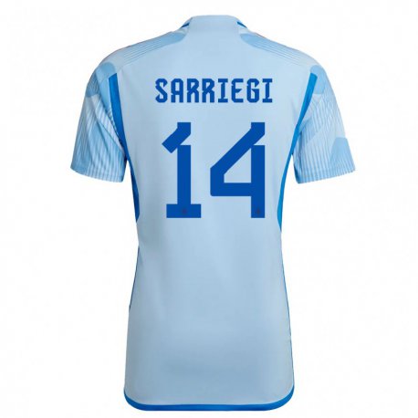 Kandiny Miesten Espanjan Amaiur Sarriegi #14 Sky Sininen Vieraspaita 22-24 Lyhythihainen Paita T-paita