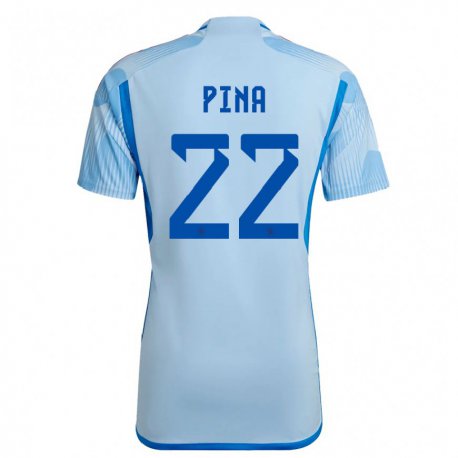 Kandiny Miesten Espanjan Claudia Pina #22 Sky Sininen Vieraspaita 22-24 Lyhythihainen Paita T-paita