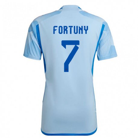 Kandiny Miesten Espanjan Pol Fortuny #7 Sky Sininen Vieraspaita 22-24 Lyhythihainen Paita T-paita