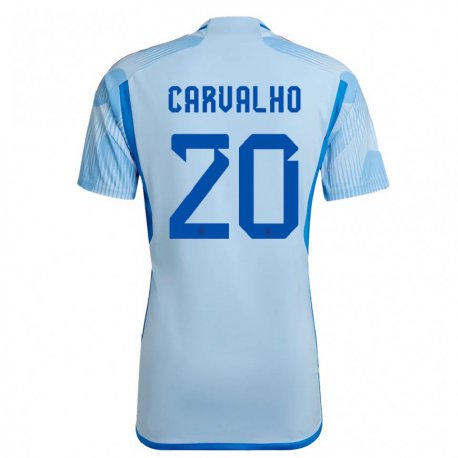 Kandiny Miesten Espanjan Miguel Carvalho #20 Sky Sininen Vieraspaita 22-24 Lyhythihainen Paita T-paita