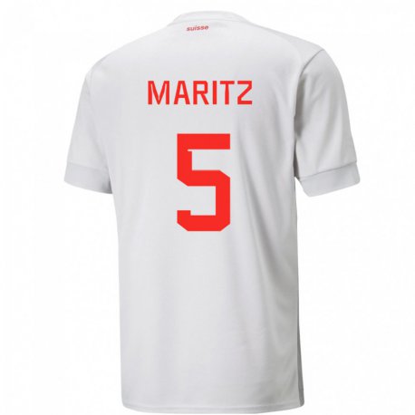 Kandiny Miesten Sveitsin Noelle Maritz #5 Valkoinen Vieraspaita 22-24 Lyhythihainen Paita T-paita