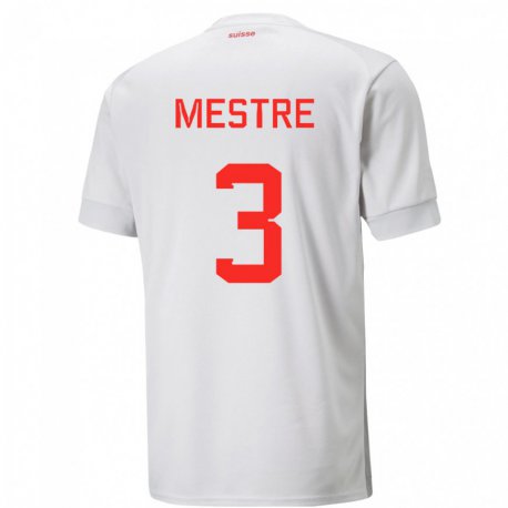 Kandiny Miesten Sveitsin Luis Mestre #3 Valkoinen Vieraspaita 22-24 Lyhythihainen Paita T-paita