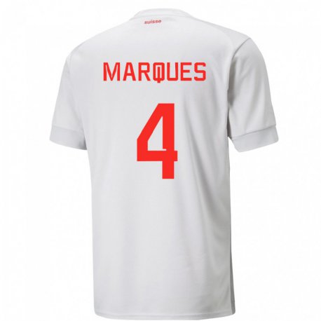 Kandiny Miesten Sveitsin Christian Marques #4 Valkoinen Vieraspaita 22-24 Lyhythihainen Paita T-paita