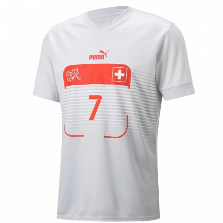 Kandiny Miesten Sveitsin Ruben Fernandes #7 Valkoinen Vieraspaita 22-24 Lyhythihainen Paita T-paita