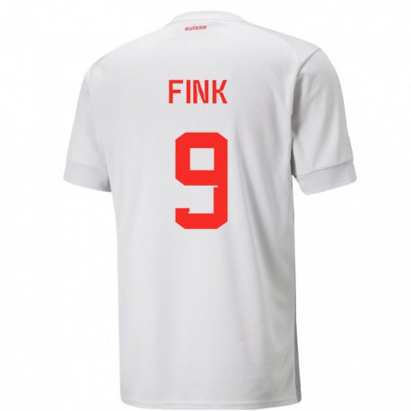 Kandiny Miesten Sveitsin Bradley Fink #9 Valkoinen Vieraspaita 22-24 Lyhythihainen Paita T-paita