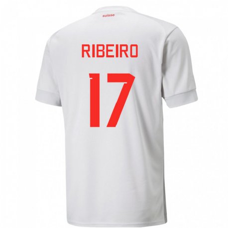 Kandiny Miesten Sveitsin Joel Ribeiro #17 Valkoinen Vieraspaita 22-24 Lyhythihainen Paita T-paita
