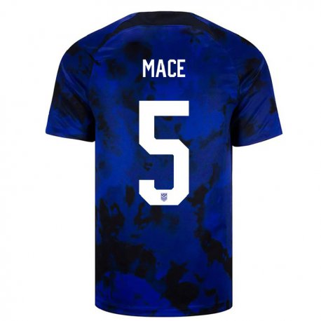 Kandiny Miesten Yhdysvaltain Hailie Mace #5 Kuninkaallisen Sininen Vieraspaita 22-24 Lyhythihainen Paita T-paita