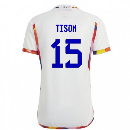 Kandiny Miesten Belgian Charlotte Tison #15 Valkoinen Vieraspaita 22-24 Lyhythihainen Paita T-paita