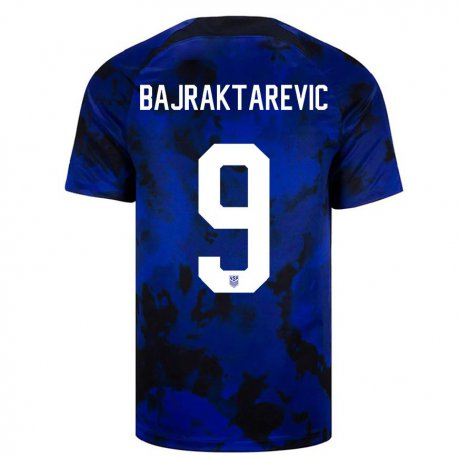Kandiny Miesten Yhdysvaltain Esmir Bajraktarevic #9 Kuninkaallisen Sininen Vieraspaita 22-24 Lyhythihainen Paita T-paita